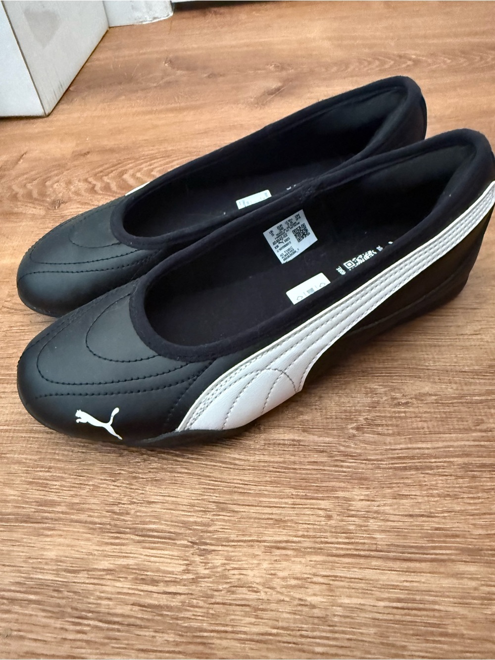 Puma Black and White Women's Slip-On Ballet Flats